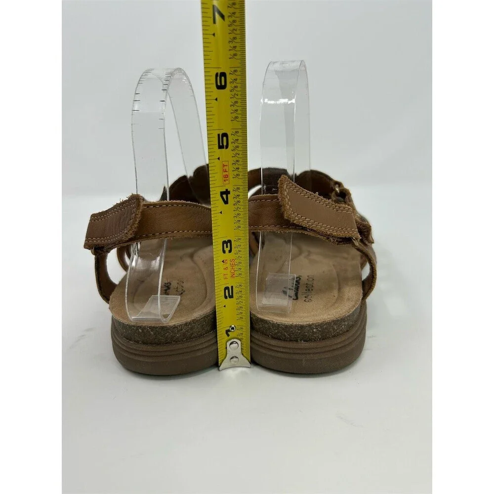 Clarks April Belle Womens Slingback Wedge Sandals Brown Strappy Comfort Size 10